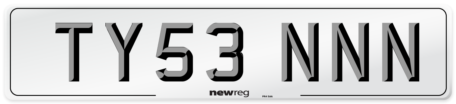 TY53 NNN Number Plate from New Reg